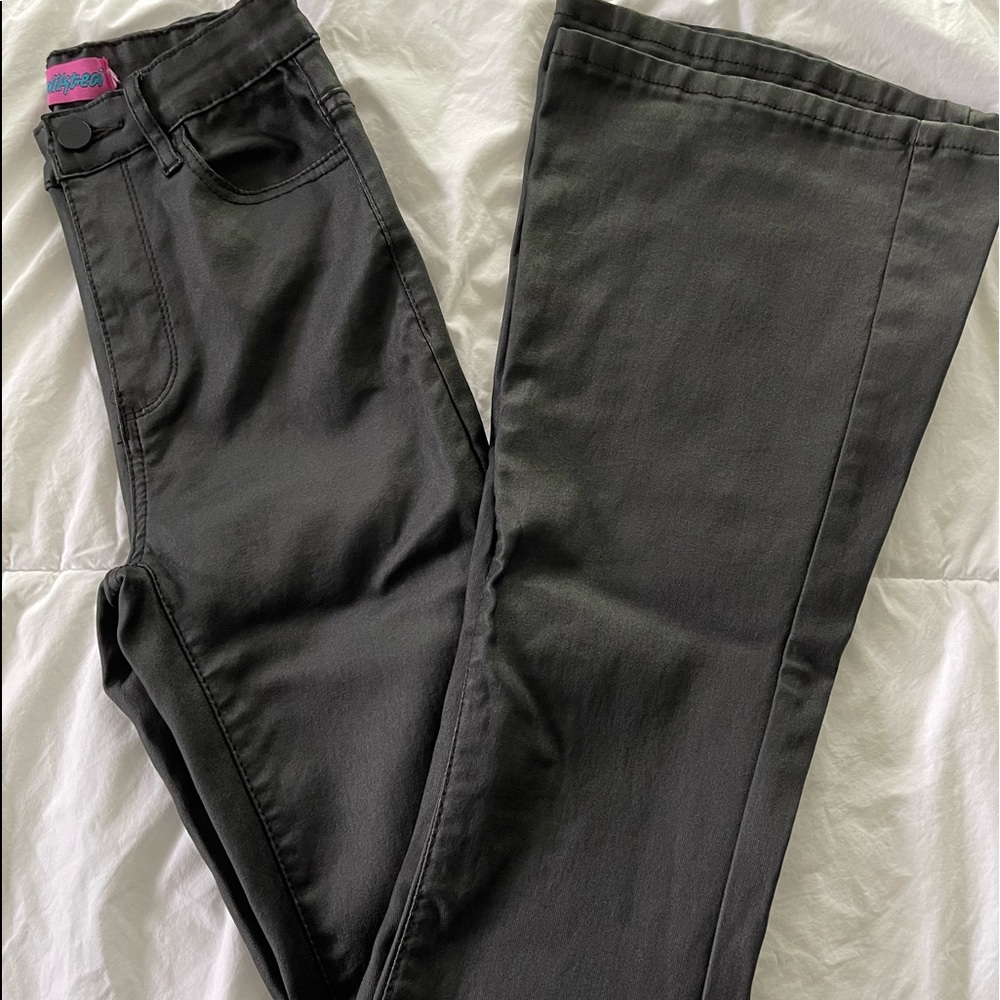 Black Edikted Flare Leather Pants